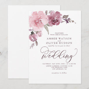 Dusty Roos Floral Blush Pink Pastel Flower Weddens Kaart