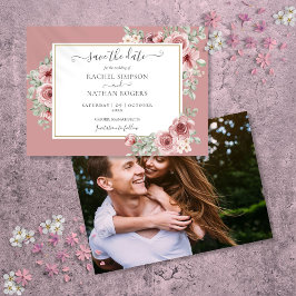 Dusty Roos Floral Botanical Photo Wedding Save The Date
