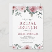 Dusty Roos Floral Bridal Brunch Shower Invitation  Kaart (Voorkant)