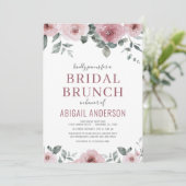 Dusty Roos Floral Bridal Brunch Shower Invitation  Kaart (Staand voorkant)