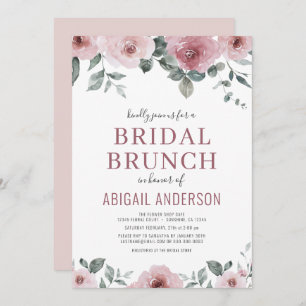 Dusty Roos Floral Bridal Brunch Shower Invitation  Kaart