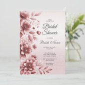Dusty Roos Floral Bridal Shower Kaart (Staand voorkant)