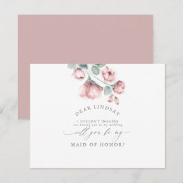 Dusty Roos Floral bruidsmeisje - Maid of Honor Kaart