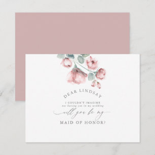 Dusty Roos Floral bruidsmeisje - Maid of Honor Kaart
