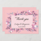 Dusty roos floral bruiloft bedankkaart (Voorkant / Achterkant)