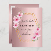 Dusty roos floral bruiloft Save the Date Aankondigingskaart (Voorkant / Achterkant)