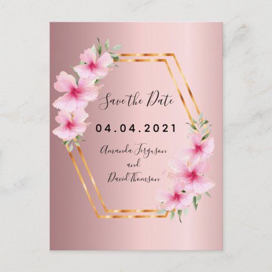 Dusty roos floral bruiloft Save the Date Aankondigingskaart (Voorkant)