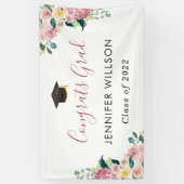 Dusty Roos Floral Congrats Afstudeerder Graduation Spandoek (Verticaal)