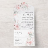 Dusty Roos Floral Elegant Blush Pink Weddenschap All In One Uitnodiging (Binnen)