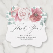 Dusty Roos Floral Elegant Dank u Bedankjes Labels (Voorkant)