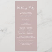 Dusty Roos Floral Elegant Flower Ceremony Programm Programmakaart (Achterkant)