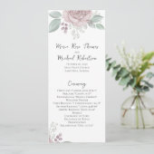Dusty Roos Floral Elegant Flower Ceremony Programm Programmakaart (Staand voorkant)