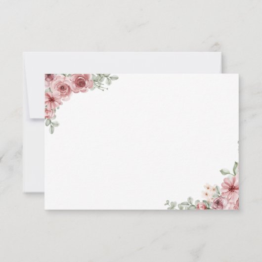Dusty Roos Floral Elegant Script Heart RSVP Kaartje (Achterkant)