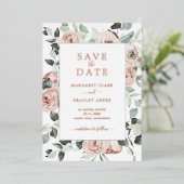 Dusty Roos Floral Elegant Wedding Save The Date Folie Uitnodiging (Staand Voorkant)