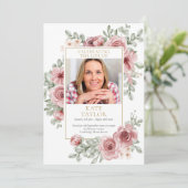 Dusty Roos Floral Funeral Order of Service Programmakaart (Staand voorkant)