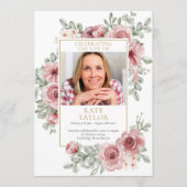 Dusty Roos Floral Funeral Order of Service Programmakaart (Voorkant)