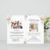 Dusty Roos Floral Funeral Service Photo-programma (Staand voorkant)