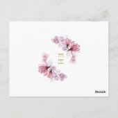 Dusty Roos Floral Gold bevestigingsuitnodiging Briefkaart (Achterkant)