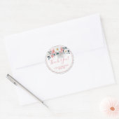 Dusty Roos Floral Hartelijk dank Ronde Sticker (Envelop)