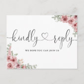 Dusty Roos Floral Heart Script Song Request RSVP Uitnodiging Briefkaart (Voorkant)