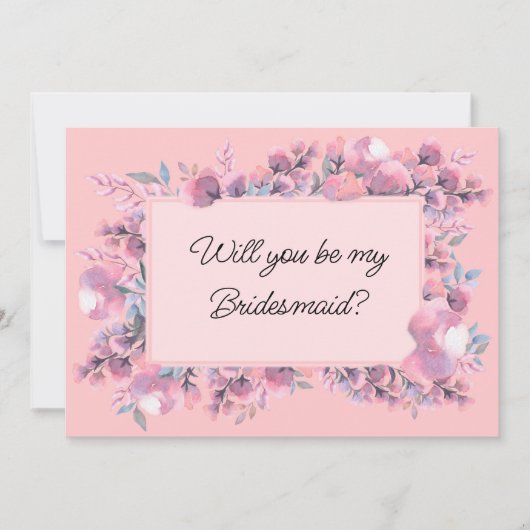 Dusty Roos Floral is bruidsmeisje Kaart (Voorkant)