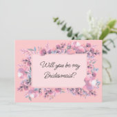 Dusty Roos Floral is bruidsmeisje Kaart (Staand voorkant)