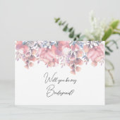 Dusty Roos Floral is bruidsmeisje Kaart (Staand voorkant)