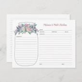 Dusty Roos Floral Mason Jar Recept Kaarten (Voorkant / Achterkant)