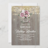 Dusty Roos Floral Mason Jar Rustic Vrijgezellenfee Kaart (Voorkant)