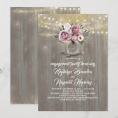 Dusty Roos Floral Mason Jar Rustiek Verloving Kaart (Voorkant / Achterkant)