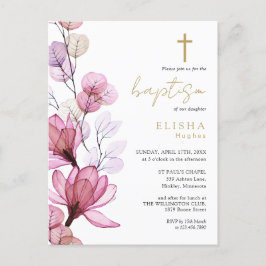 Dusty Roos Floral Monogram Doopuitnodiging Briefkaart