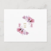 Dusty Roos Floral Monogram Doopuitnodiging Briefkaart (Achterkant)