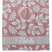 Dusty roos floral monogrammen douchegordijn (Voorkant)