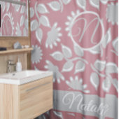 Dusty roos floral monogrammen douchegordijn