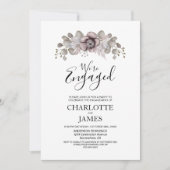 Dusty Roos Floral Photo Engagement Party Kaart (Voorkant)