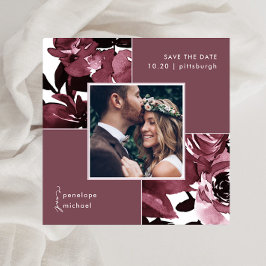 Dusty Roos Floral Photo Wedding Save the Date