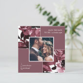 Dusty Roos Floral Photo Wedding Save the Date (Staand voorkant)