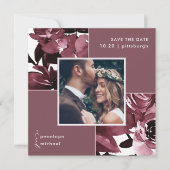 Dusty Roos Floral Photo Wedding Save the Date (Voorkant)