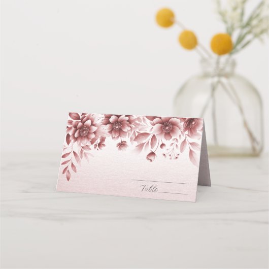 Dusty Roos Floral Place Card Plaatskaartje (Voorkant)