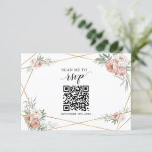 Dusty Roos Floral QR Code Voeg je URL Weddenschap RSVP Kaartje