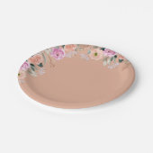 Dusty Roos floral retro Papieren Bordje (Gekanteld)