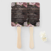Dusty Roos Floral Rozen Rustic Wood Wedding H Handwaaier (Voorkant en achterkant)