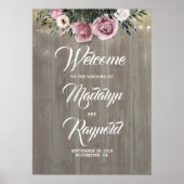 Dusty Roos Floral Rustic Wedding Welkom Poster (Voorkant)