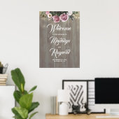 Dusty Roos Floral Rustic Wedding Welkom Poster (Thuiskantoor)