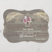 Dusty Roos Floral Rustic wordt mijn bruidsmeisje Kaart (Voorkant / Achterkant)