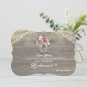 Dusty Roos Floral Rustic wordt mijn bruidsmeisje Kaart (Staand voorkant)