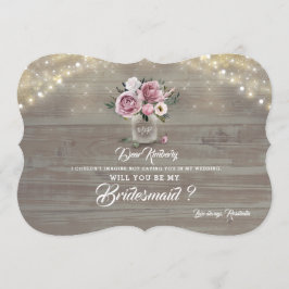 Dusty Roos Floral Rustic wordt mijn bruidsmeisje Kaart