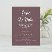 Dusty Roos Floral Save the Date Kaart (Staand voorkant)