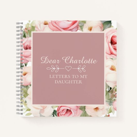 Dusty Roos Floral Script | Brieven aan mijn dochte Notitieboek (Voorkant)