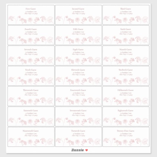 Dusty Roos Floral Script Guest Address Sticker (Vel)